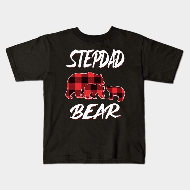 Stepdad Bear Red Plaid Christmas Pajama Matching Family Gift Kids T-Shirt by intelus